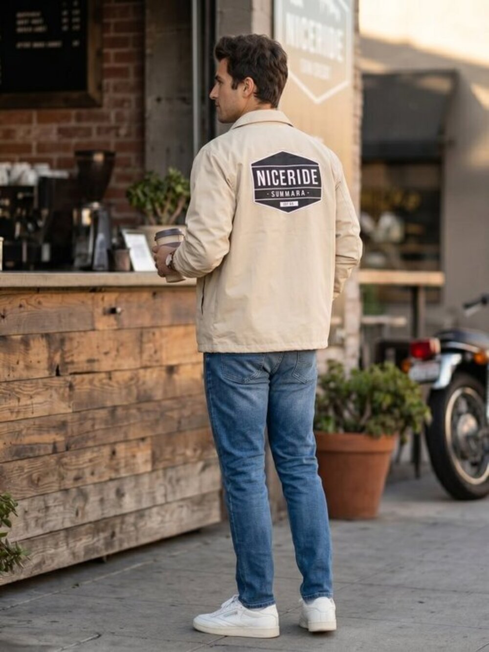 Mens "Nice Ride" California San Diego XXL beige lightweight nylon jacket